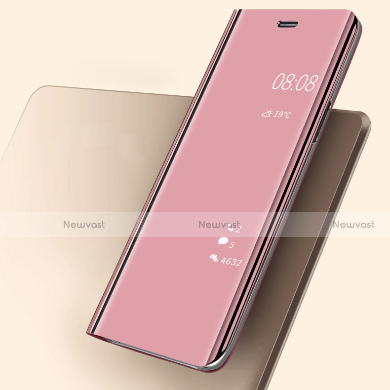 Leather Case Stands Flip Mirror Cover Holder for Huawei P20 Rose Gold