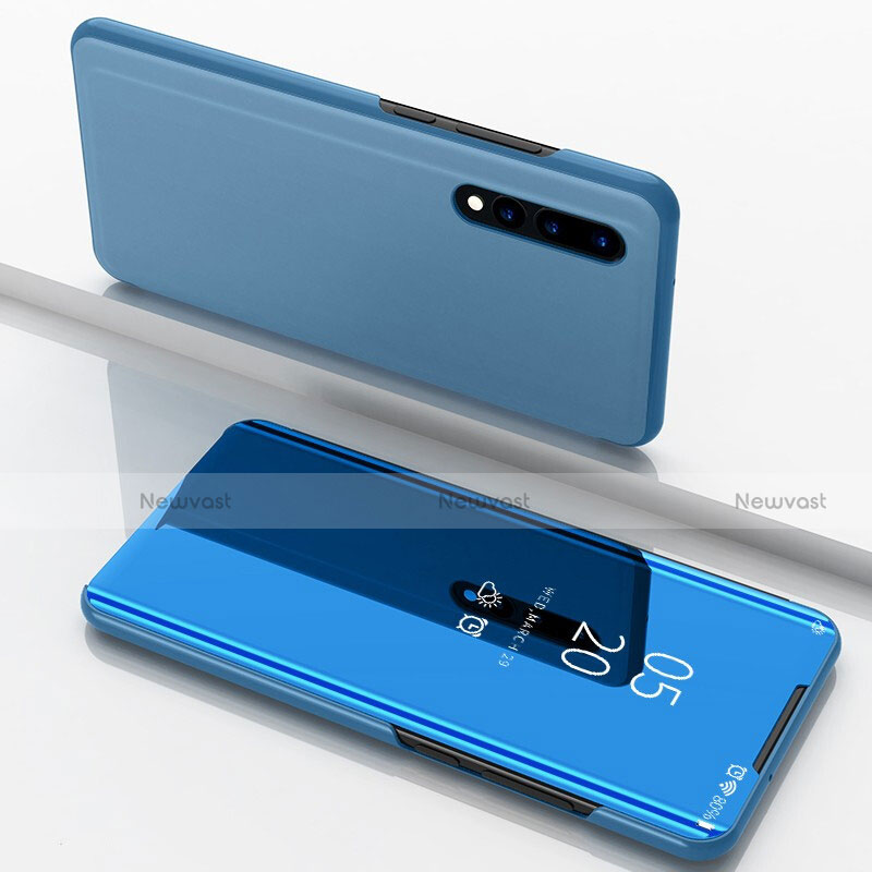 Leather Case Stands Flip Mirror Cover Holder for Huawei P30 Blue