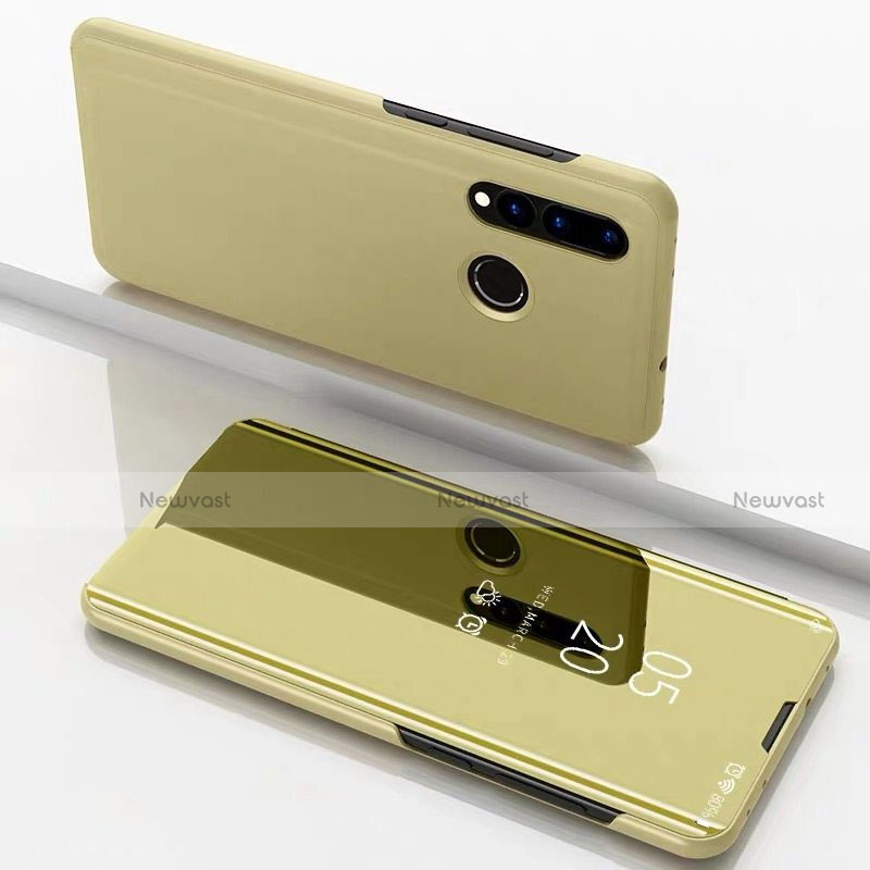 Leather Case Stands Flip Mirror Cover Holder for Huawei P30 Lite New Edition Gold