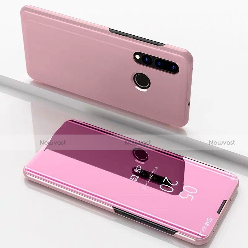 Leather Case Stands Flip Mirror Cover Holder for Huawei P30 Lite Rose Gold