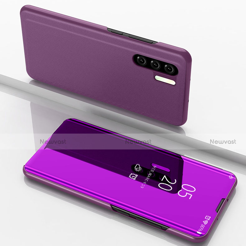 Leather Case Stands Flip Mirror Cover Holder for Huawei P30 Pro New Edition Purple