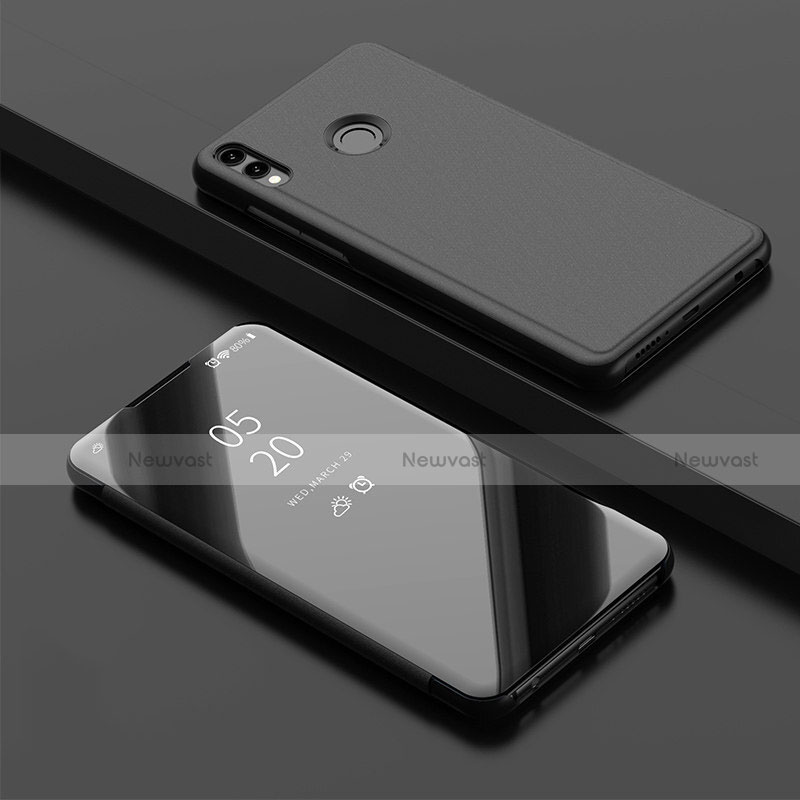 Leather Case Stands Flip Mirror Cover Holder for Huawei Y9 (2019) Black