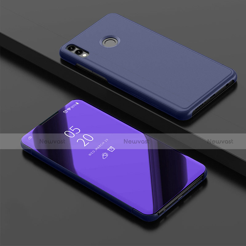 Leather Case Stands Flip Mirror Cover Holder for Huawei Y9 (2019) Purple