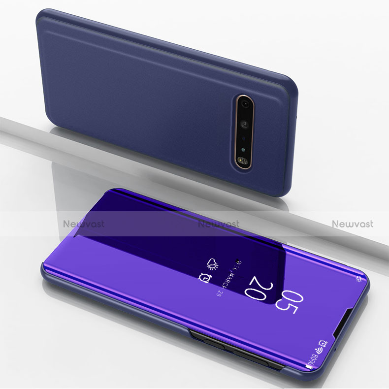 Leather Case Stands Flip Mirror Cover Holder for LG V60 ThinQ 5G Purple