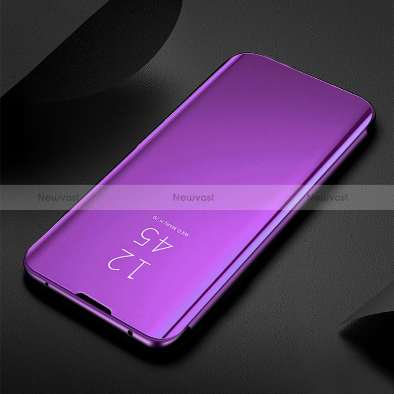 Leather Case Stands Flip Mirror Cover Holder for Oppo Reno5 Z 5G Purple