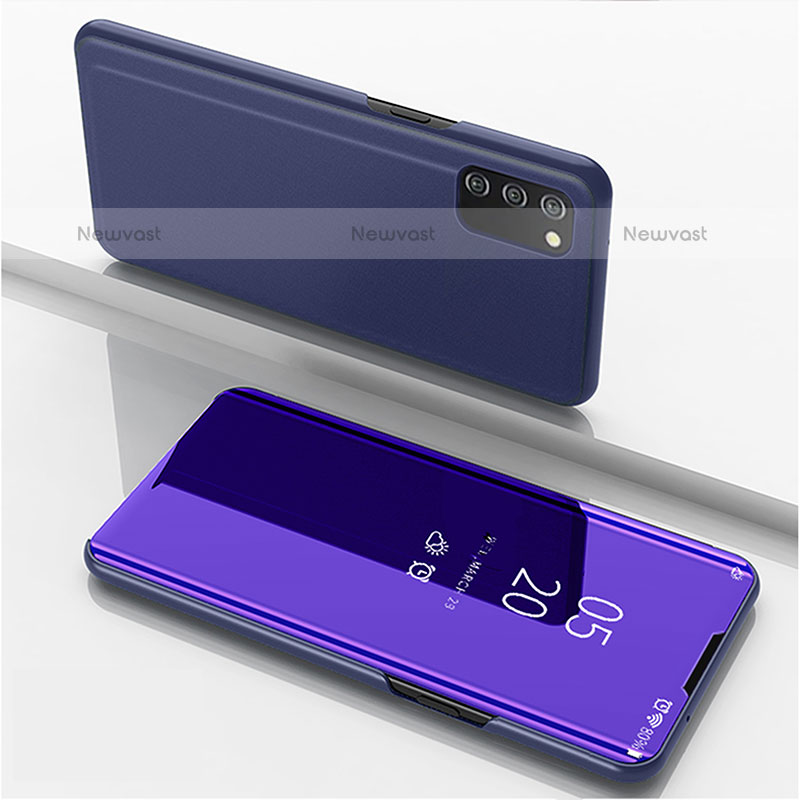 Leather Case Stands Flip Mirror Cover Holder for Samsung Galaxy A02s Purple