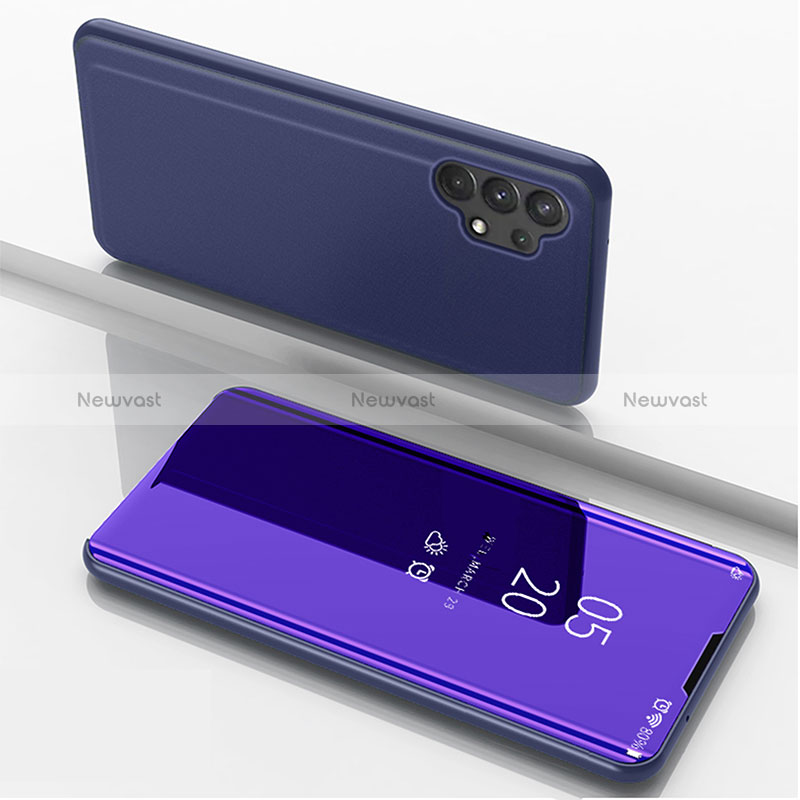 Leather Case Stands Flip Mirror Cover Holder for Samsung Galaxy A32 5G Purple