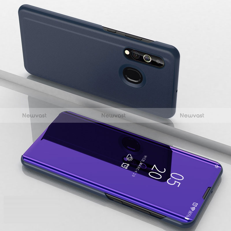 Leather Case Stands Flip Mirror Cover Holder for Samsung Galaxy A60 Purple