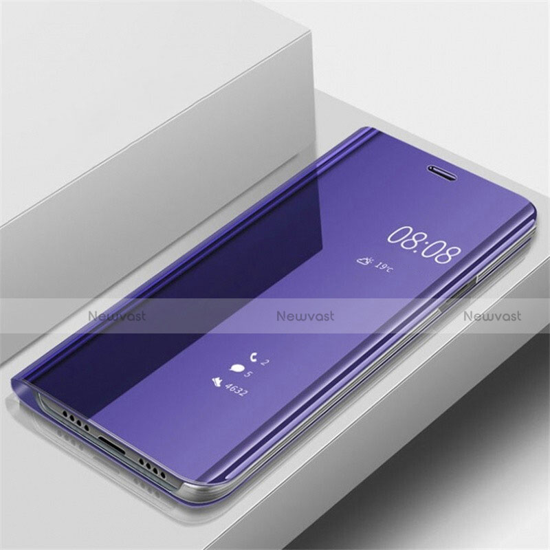 Leather Case Stands Flip Mirror Cover Holder for Samsung Galaxy A70 Purple