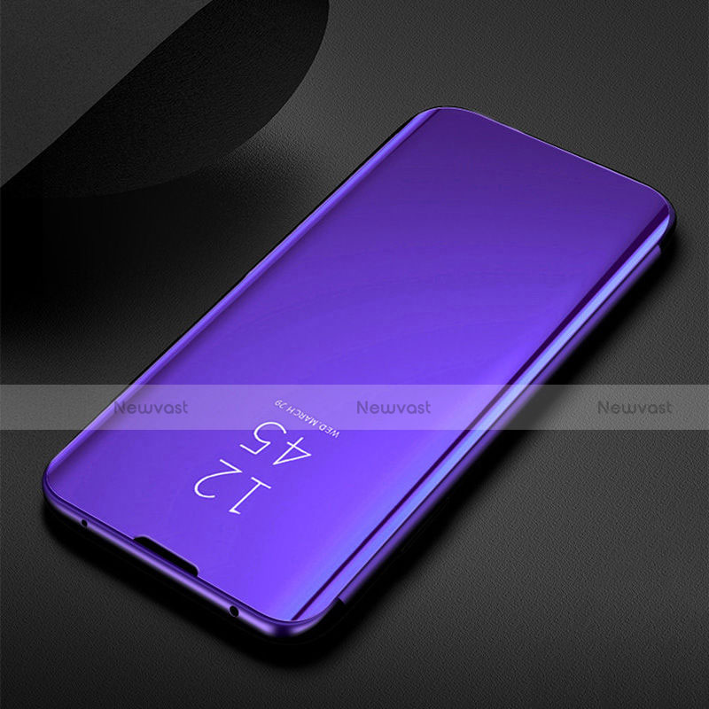 Leather Case Stands Flip Mirror Cover Holder for Samsung Galaxy M21 Purple