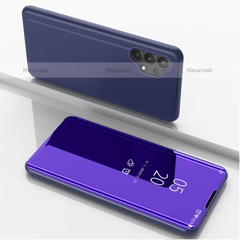 Leather Case Stands Flip Mirror Cover Holder for Samsung Galaxy M32 5G Purple