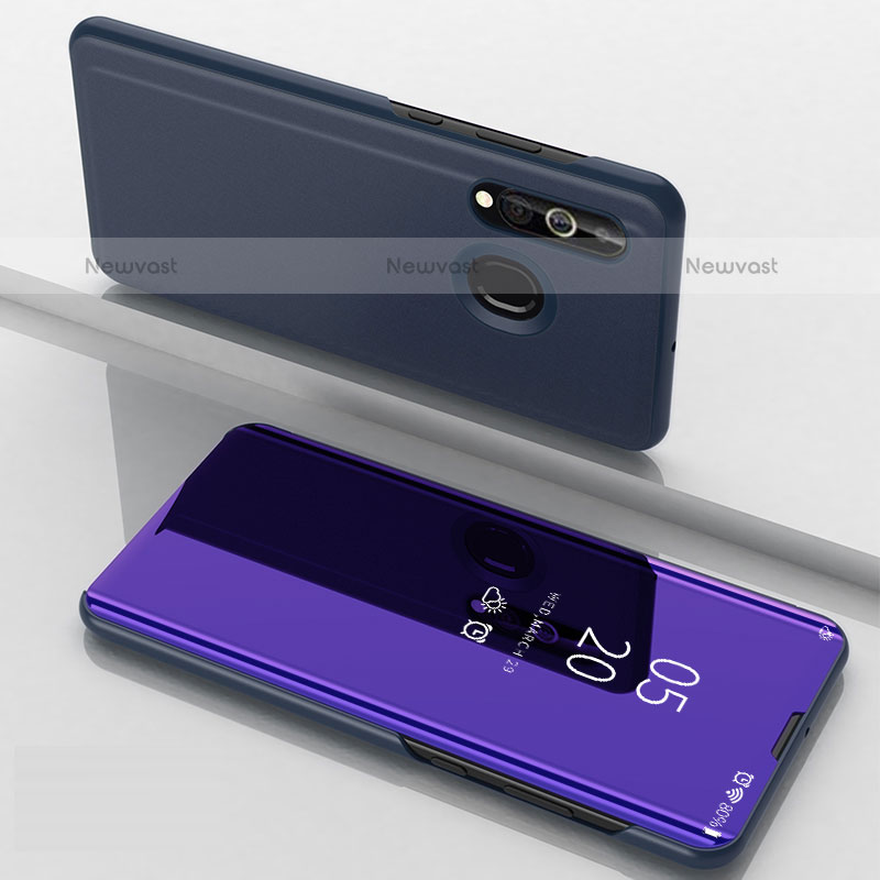 Leather Case Stands Flip Mirror Cover Holder for Samsung Galaxy M40 Purple