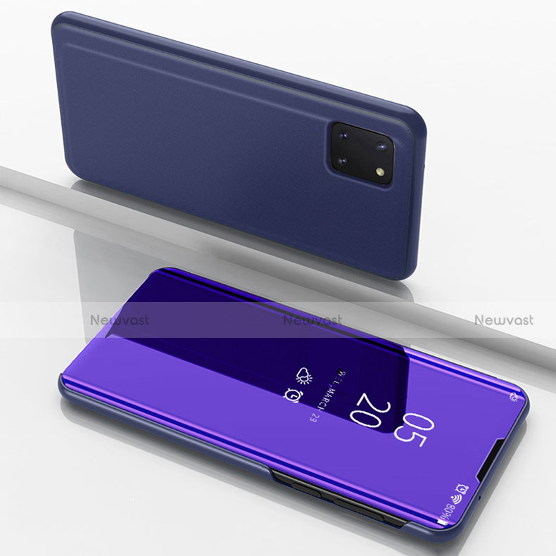 Leather Case Stands Flip Mirror Cover Holder for Samsung Galaxy M60s Purple