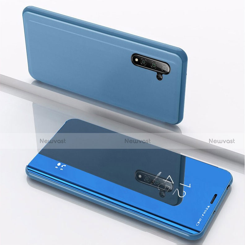 Leather Case Stands Flip Mirror Cover Holder for Samsung Galaxy Note 10 5G Blue