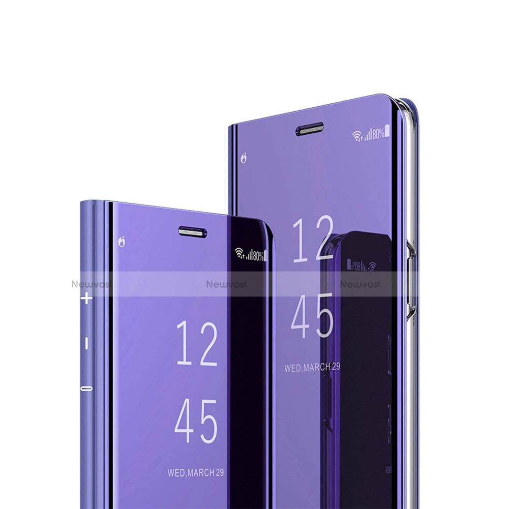 Leather Case Stands Flip Mirror Cover Holder for Sony Xperia 1 Purple