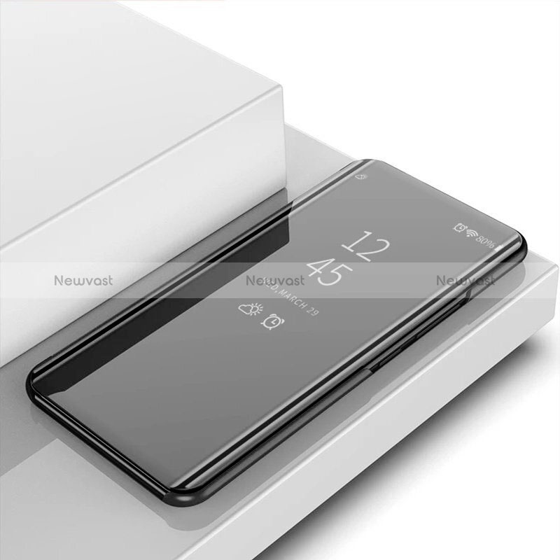 Leather Case Stands Flip Mirror Cover Holder for Vivo Y51 (2021) Black