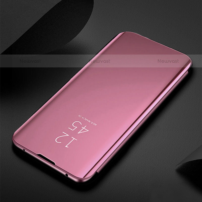 Leather Case Stands Flip Mirror Cover Holder for Xiaomi Mi 12 5G Rose Gold