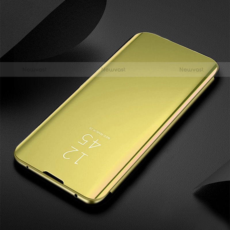 Leather Case Stands Flip Mirror Cover Holder for Xiaomi Mi 12S 5G Gold