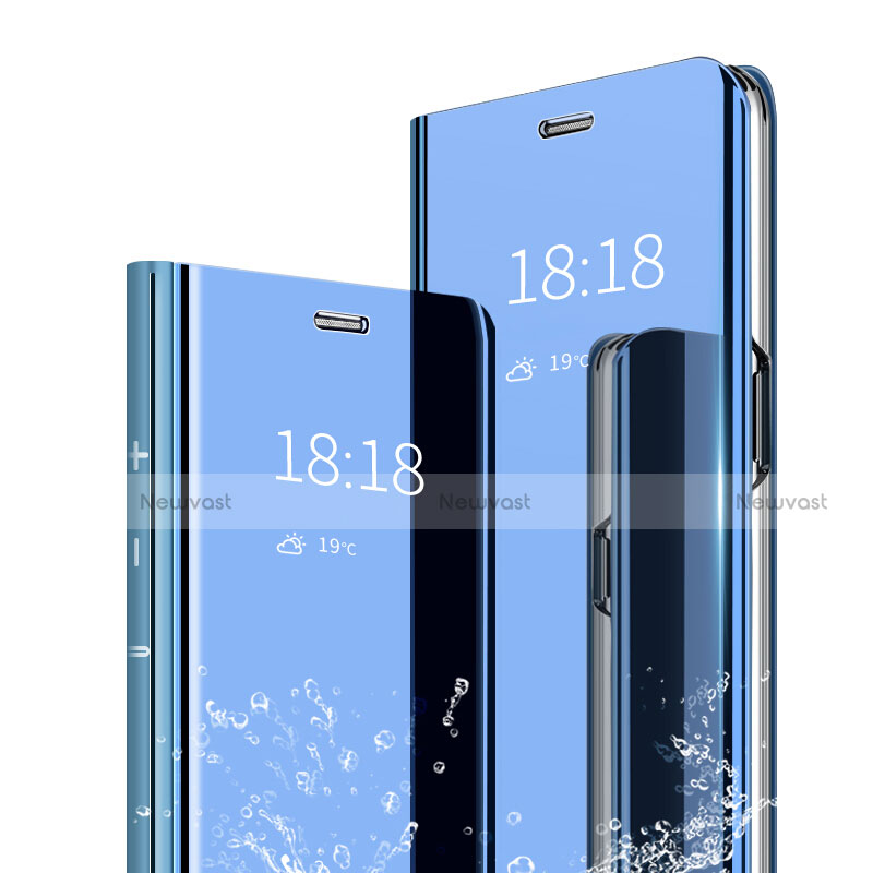 Leather Case Stands Flip Mirror Cover Holder for Xiaomi Mi 6X Blue