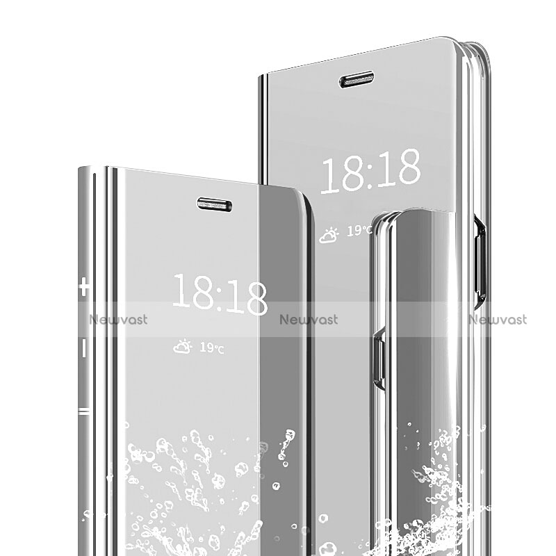 Leather Case Stands Flip Mirror Cover Holder for Xiaomi Mi 6X Silver