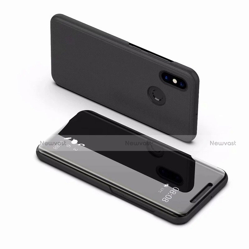 Leather Case Stands Flip Mirror Cover Holder for Xiaomi Mi 8 Black