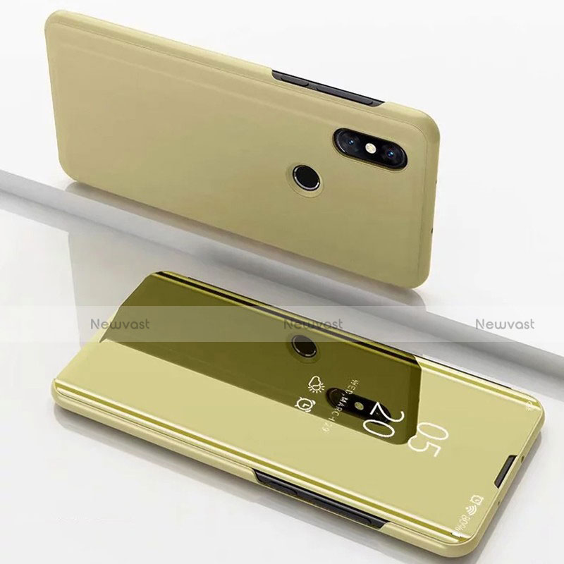 Leather Case Stands Flip Mirror Cover Holder for Xiaomi Mi Mix 3 Gold