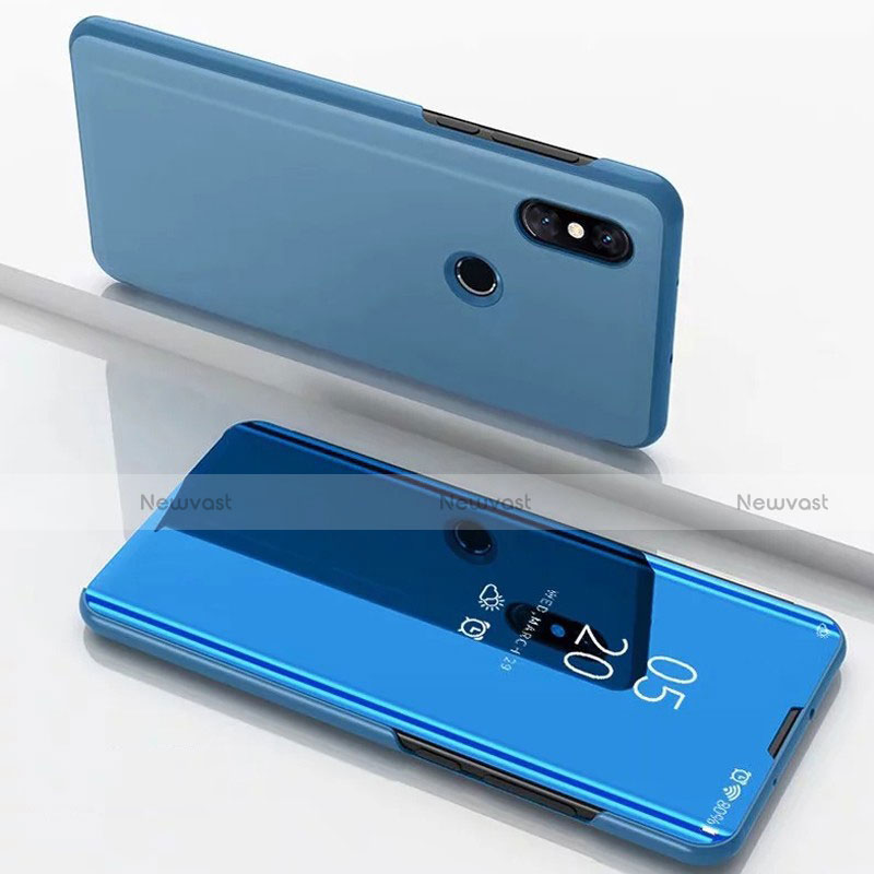 Leather Case Stands Flip Mirror Cover Holder for Xiaomi Mi Mix 3 Sky Blue