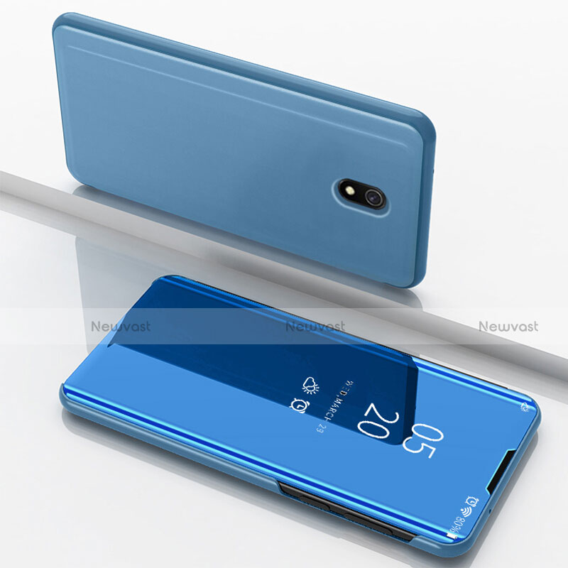 Leather Case Stands Flip Mirror Cover Holder for Xiaomi Redmi 8A Blue