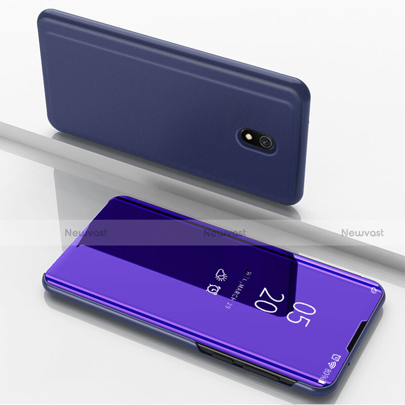 Leather Case Stands Flip Mirror Cover Holder for Xiaomi Redmi 8A Purple