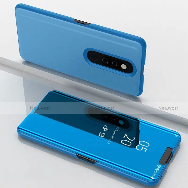 Leather Case Stands Flip Mirror Cover Holder for Xiaomi Redmi K20 Pro Sky Blue