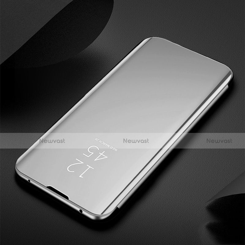 Leather Case Stands Flip Mirror Cover Holder for Xiaomi Redmi Note 8T Silver