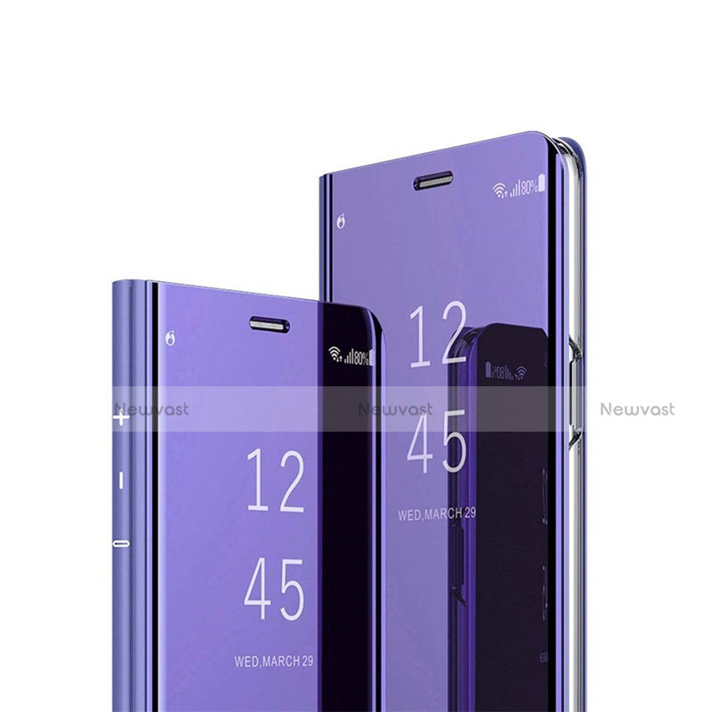 Leather Case Stands Flip Mirror Cover Holder L01 for Huawei Honor 9X Purple