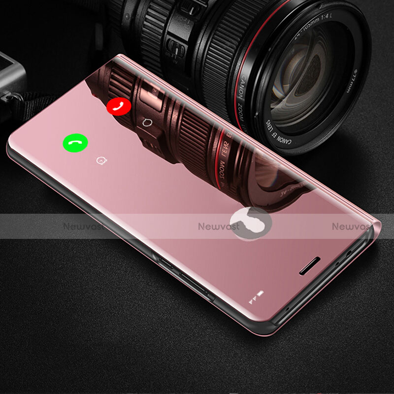 Leather Case Stands Flip Mirror Cover Holder L01 for Huawei Nova 8 5G Rose Gold