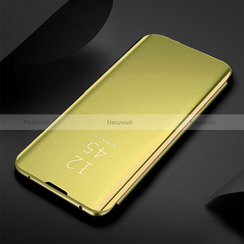 Leather Case Stands Flip Mirror Cover Holder L01 for Oppo A16 Gold