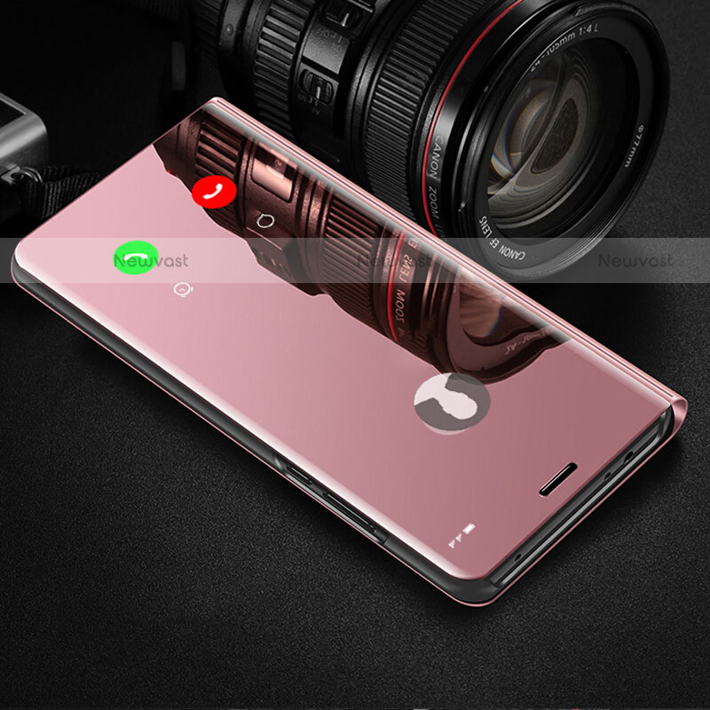 Leather Case Stands Flip Mirror Cover Holder L01 for Oppo A5 Rose Gold
