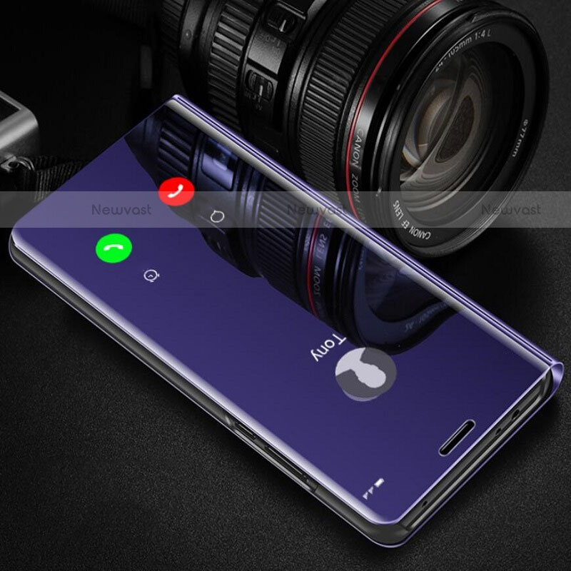 Leather Case Stands Flip Mirror Cover Holder L01 for Oppo AX5 Purple