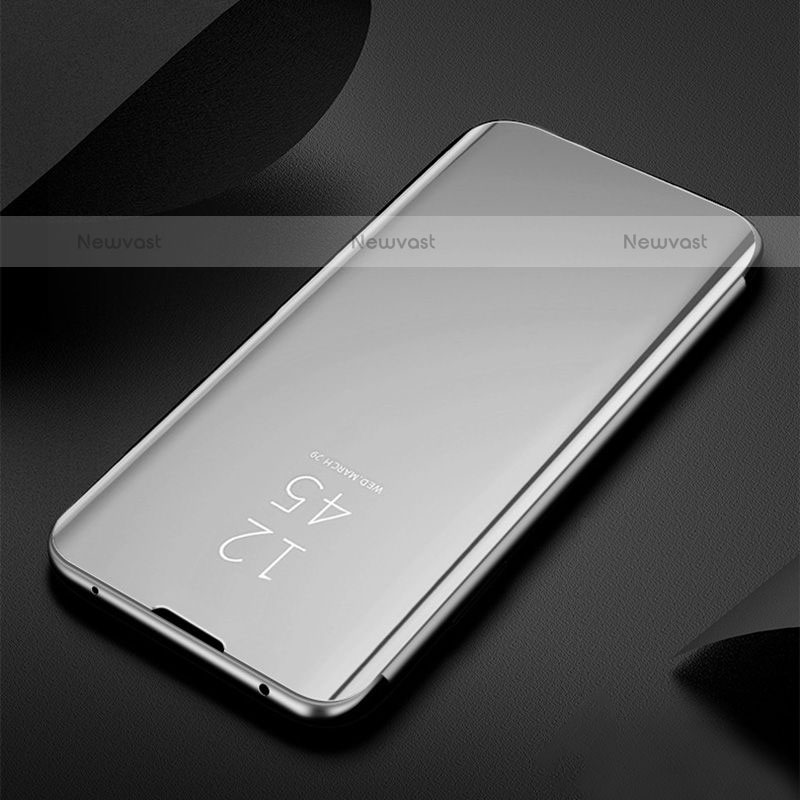 Leather Case Stands Flip Mirror Cover Holder L01 for Oppo Reno9 Pro+ Plus 5G Silver