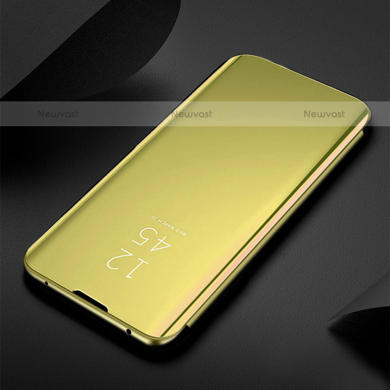 Leather Case Stands Flip Mirror Cover Holder L01 for Samsung Galaxy M10 Gold