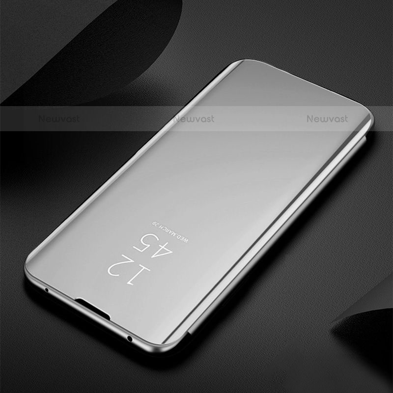 Leather Case Stands Flip Mirror Cover Holder L01 for Samsung Galaxy S22 5G Silver
