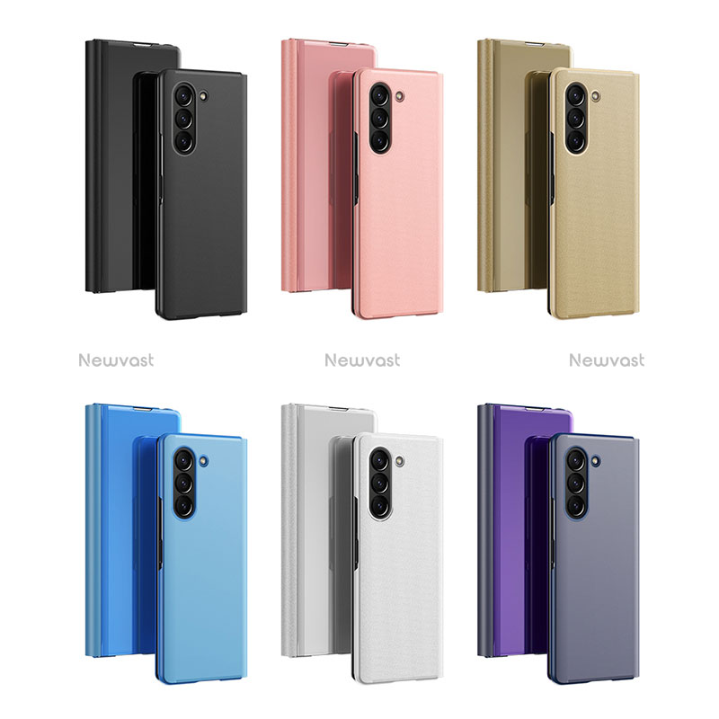 Leather Case Stands Flip Mirror Cover Holder L01 for Samsung Galaxy Z Fold5 5G