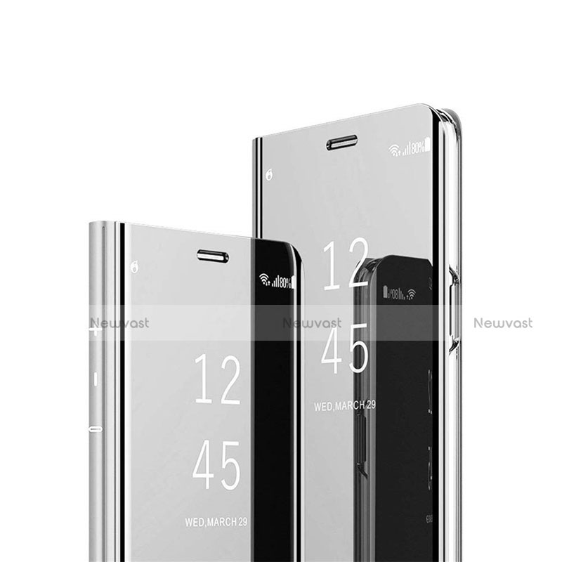 Leather Case Stands Flip Mirror Cover Holder L01 for Xiaomi Poco X2 Silver
