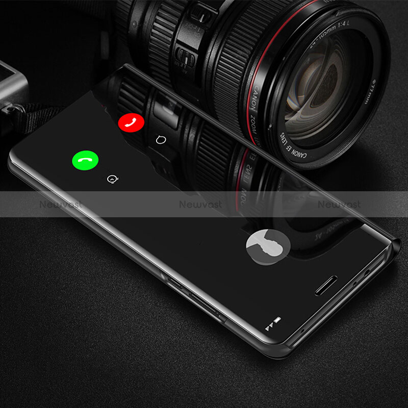 Leather Case Stands Flip Mirror Cover Holder L01 for Xiaomi Redmi 9 Activ Black