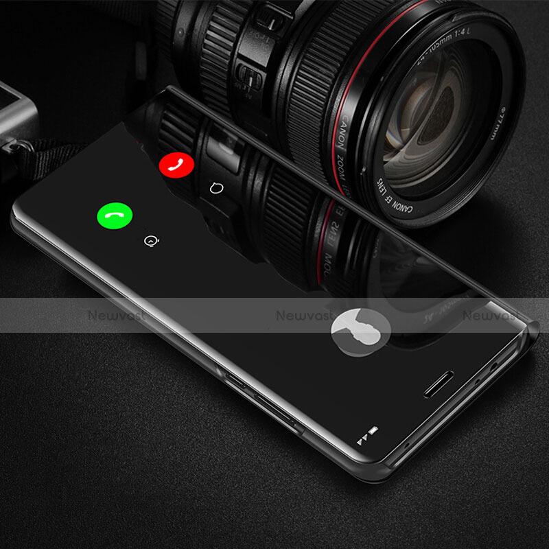 Leather Case Stands Flip Mirror Cover Holder L01 for Xiaomi Redmi 9 Black