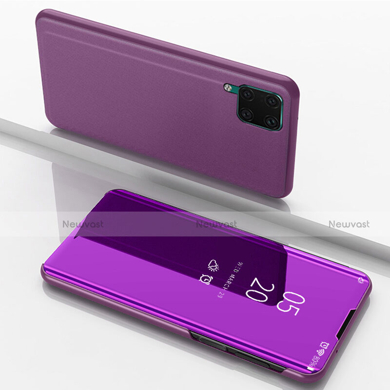 Leather Case Stands Flip Mirror Cover Holder L02 for Huawei Nova 7i Purple