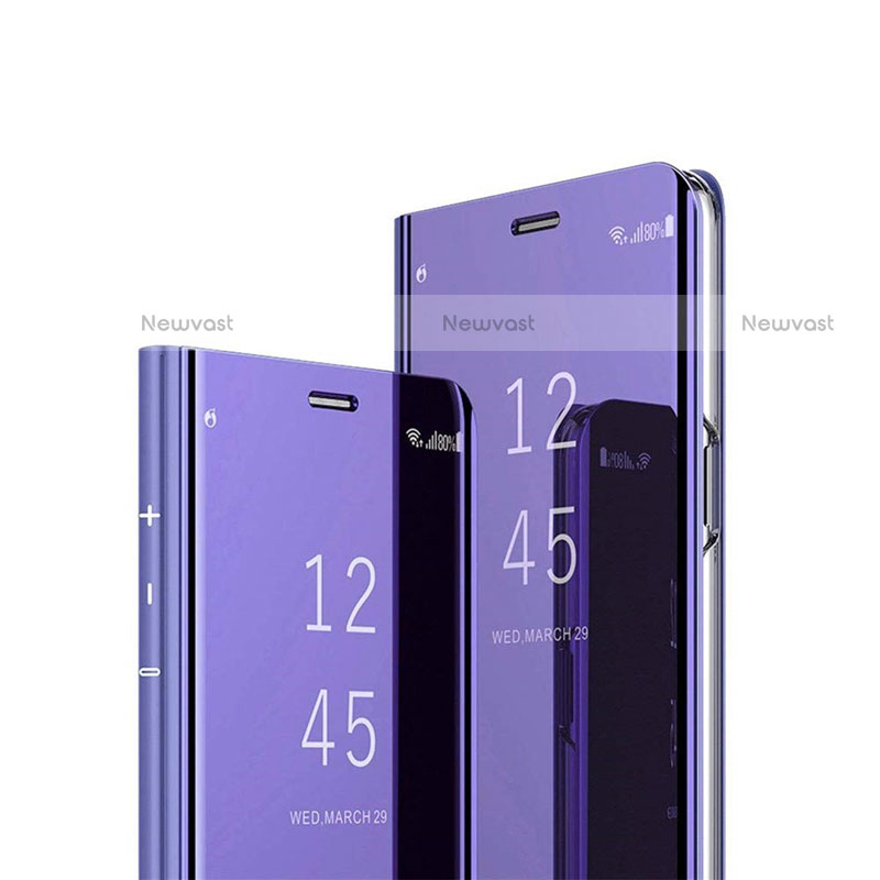 Leather Case Stands Flip Mirror Cover Holder L02 for Oppo AX5 Purple