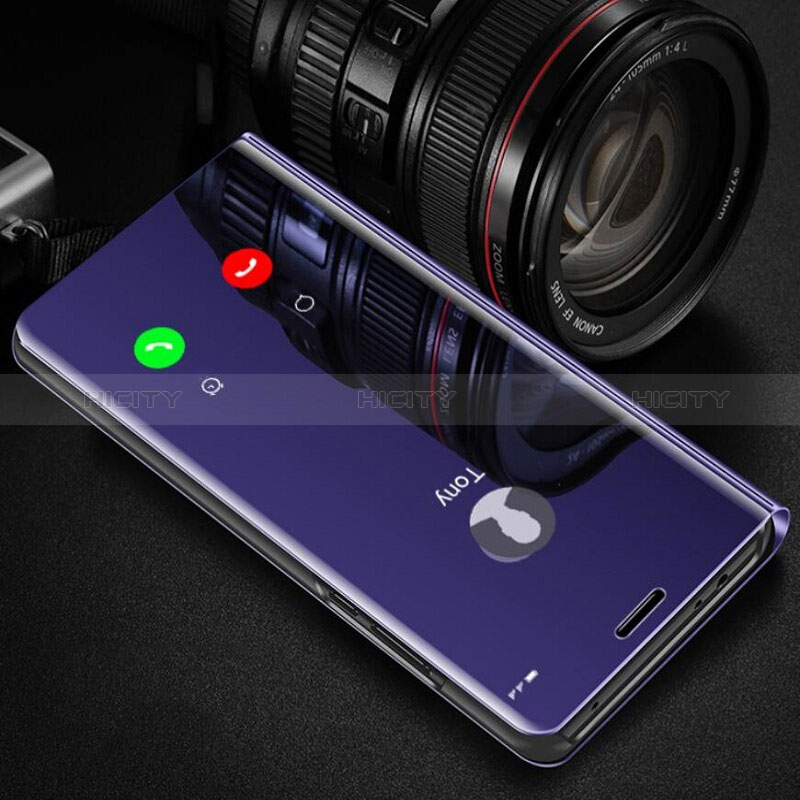 Leather Case Stands Flip Mirror Cover Holder L02 for Samsung Galaxy A21 European Purple