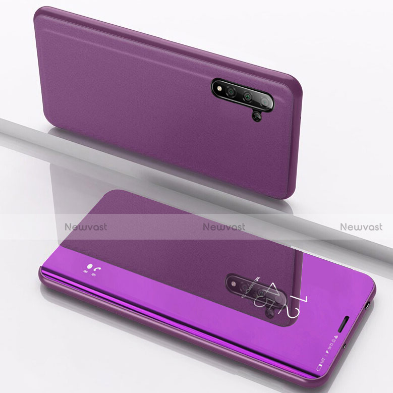 Leather Case Stands Flip Mirror Cover Holder L02 for Samsung Galaxy Note 10 5G Purple