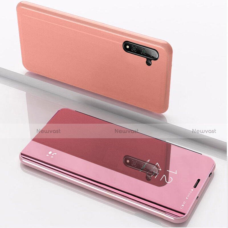 Leather Case Stands Flip Mirror Cover Holder L02 for Samsung Galaxy Note 10 Rose Gold