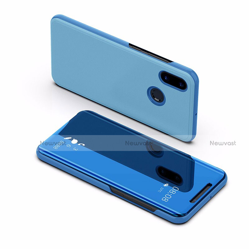 Leather Case Stands Flip Mirror Cover Holder L02 for Xiaomi Mi Max 3 Sky Blue