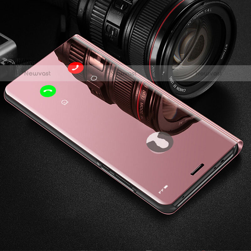 Leather Case Stands Flip Mirror Cover Holder L03 for Oppo Find X3 Pro 5G Rose Gold